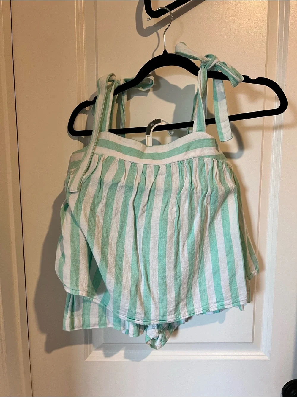 Stoney Clover Lane Mint & White Striped Tie-Shoulder Set